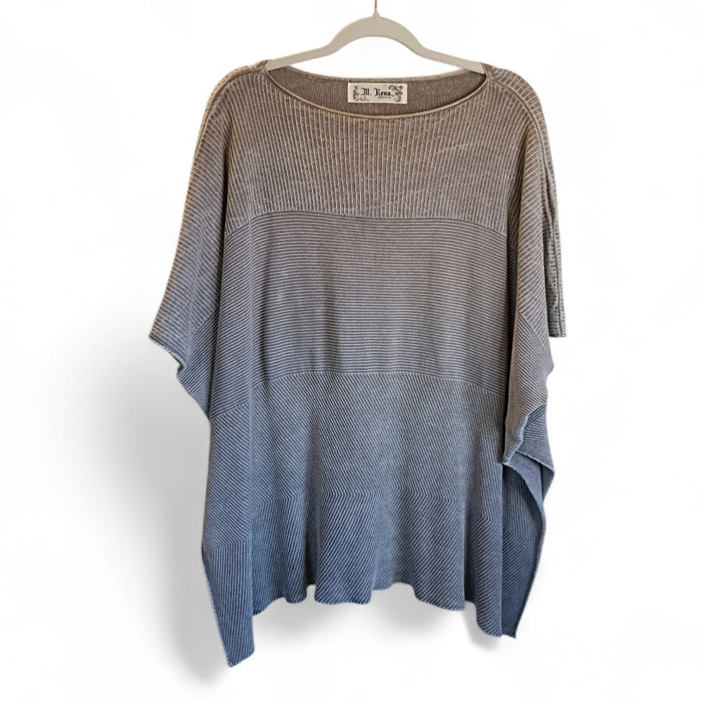 M. Rena Sweater Pullover Poncho USA Gray Oversized Lagenlook Minimalist - Picture 2 of 5